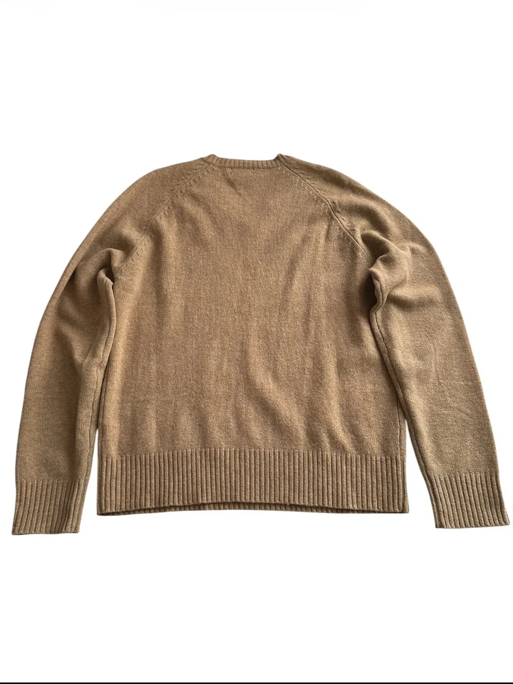 J.Crew 100% Lambswool V Neck Sweater Small Camel Preppy Academia